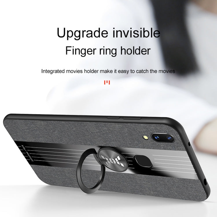 For Vivo X21UD XINLI Stitching Cloth Texture Shockproof TPU Protective Case with Ring Holder