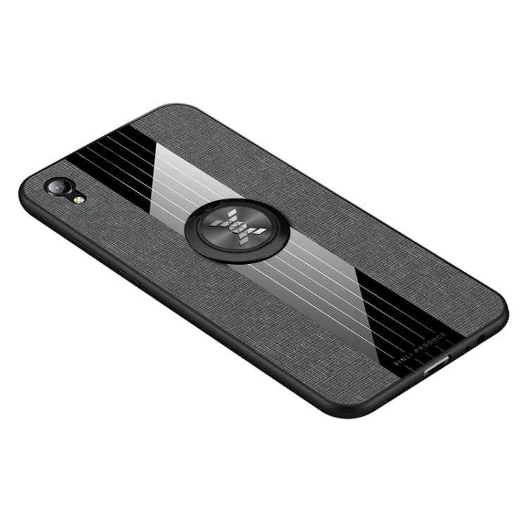 For Vivo Y91 XINLI Stitching Cloth Texture Shockproof TPU Protective Case with Ring Holder