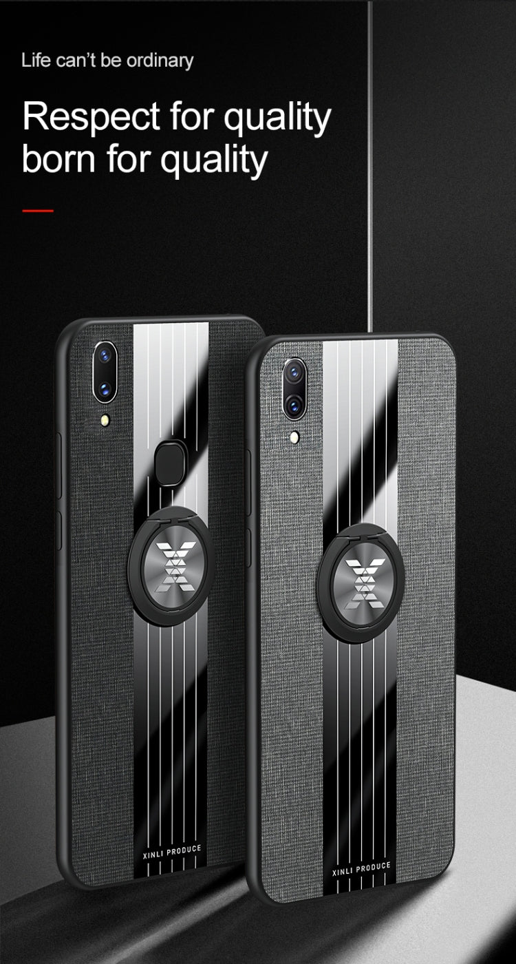 For Vivo X23 XINLI Stitching Cloth Texture Shockproof TPU Protective Case with Ring Holder