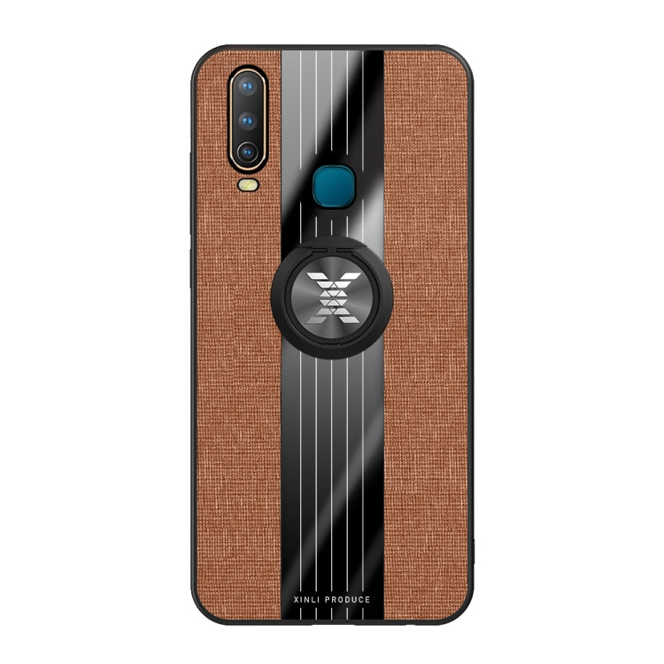 For Vivo Y3 / Y17 XINLI Stitching Cloth Texture Shockproof TPU Protective Case with Ring Holder