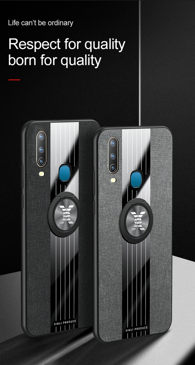 For Vivo Y3 / Y17 XINLI Stitching Cloth Texture Shockproof TPU Protective Case with Ring Holder