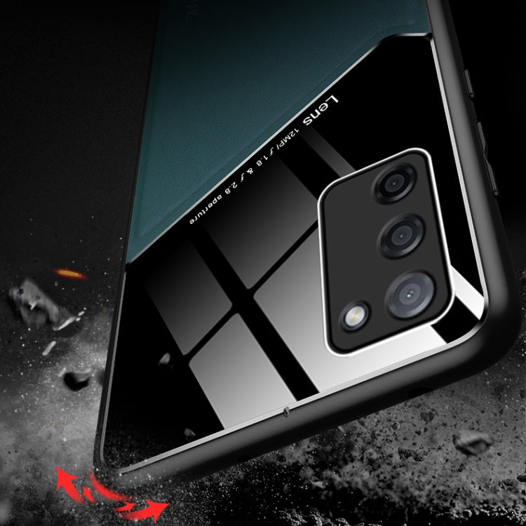 For OPPO A55 All-inclusive Leather + Organic Glass Protective Case with Metal Iron Sheet