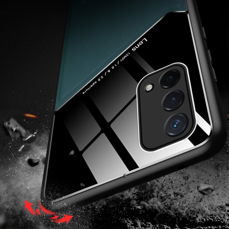 For OPPO A93 All-inclusive Leather + Organic Glass Protective Case with Metal Iron Sheet