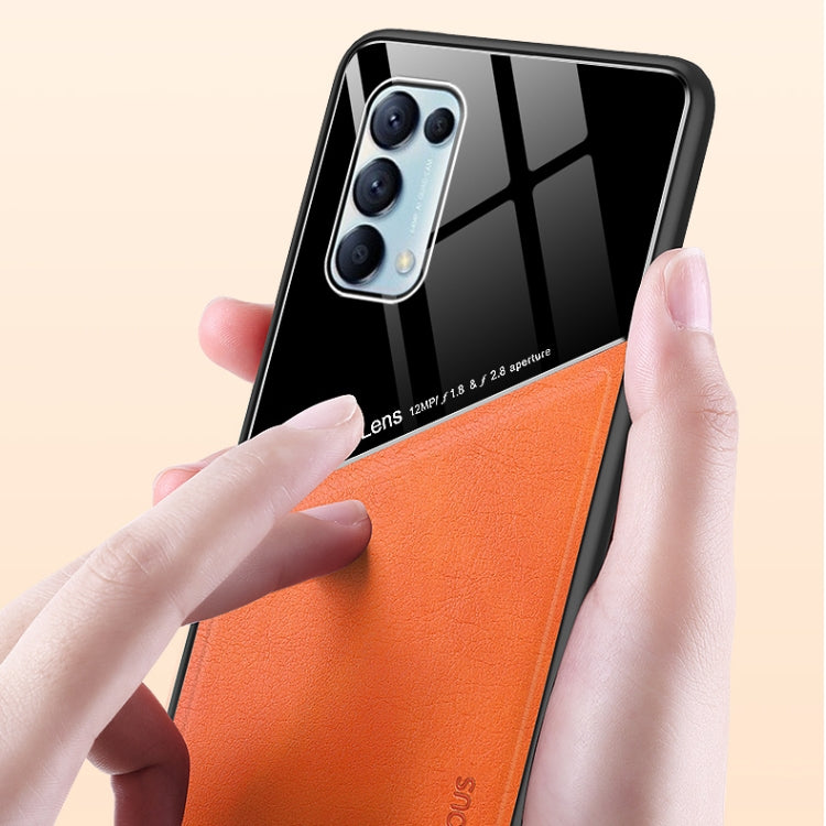For OPPO Reno5 Pro / Reno5 All-inclusive Leather + Organic Glass Protective Case with Metal Iron Sheet