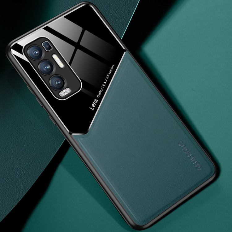 For OPPO Reno5 Pro Plus All-inclusive Leather + Organic Glass Protective Case with Metal Iron Sheet