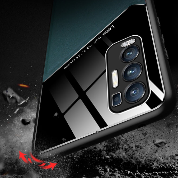 For OPPO Reno5 Pro Plus All-inclusive Leather + Organic Glass Protective Case with Metal Iron Sheet