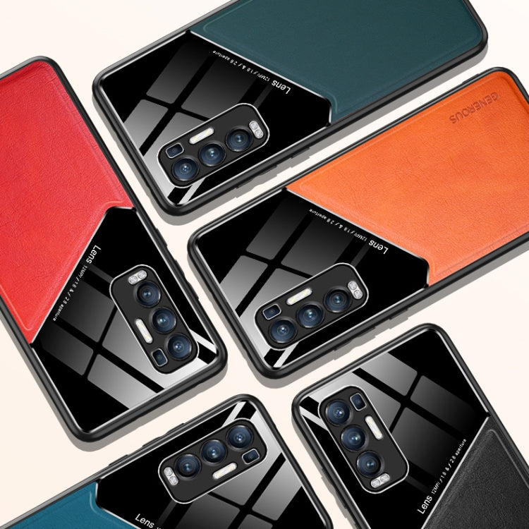For OPPO Reno5 Pro Plus All-inclusive Leather + Organic Glass Protective Case with Metal Iron Sheet
