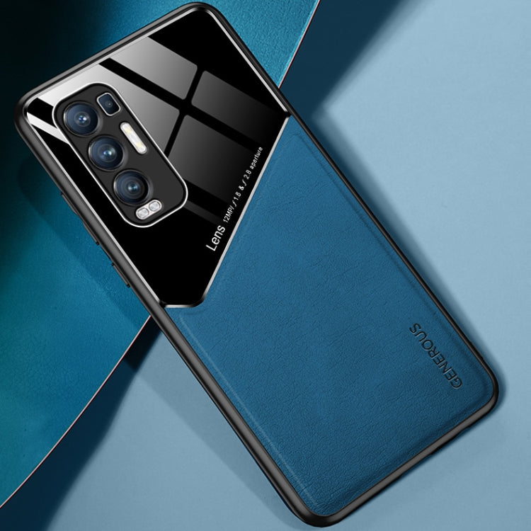 For OPPO Reno5 Pro Plus All-inclusive Leather + Organic Glass Protective Case with Metal Iron Sheet
