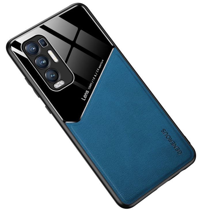 For OPPO Reno5 Pro Plus All-inclusive Leather + Organic Glass Protective Case with Metal Iron Sheet