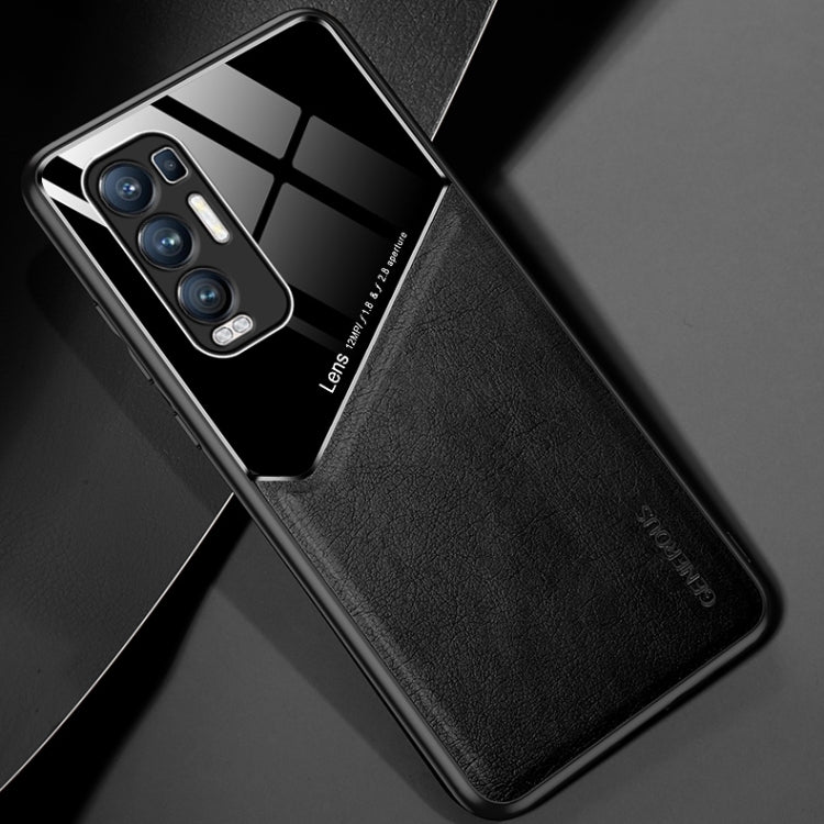 For OPPO Reno5 Pro Plus All-inclusive Leather + Organic Glass Protective Case with Metal Iron Sheet