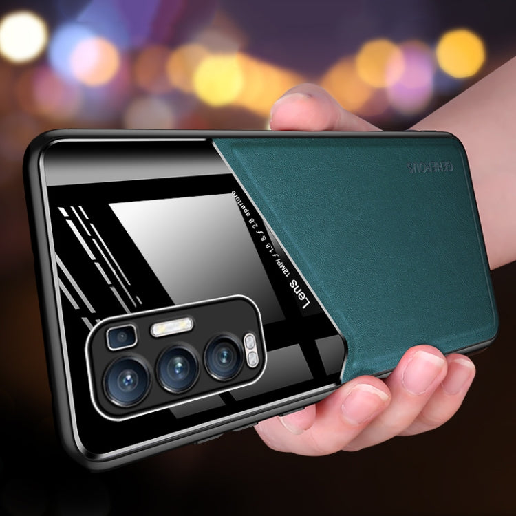 For OPPO Reno5 Pro Plus All-inclusive Leather + Organic Glass Protective Case with Metal Iron Sheet