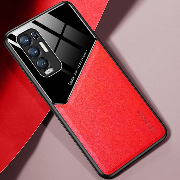 For OPPO Reno5 Pro Plus All-inclusive Leather + Organic Glass Protective Case with Metal Iron Sheet