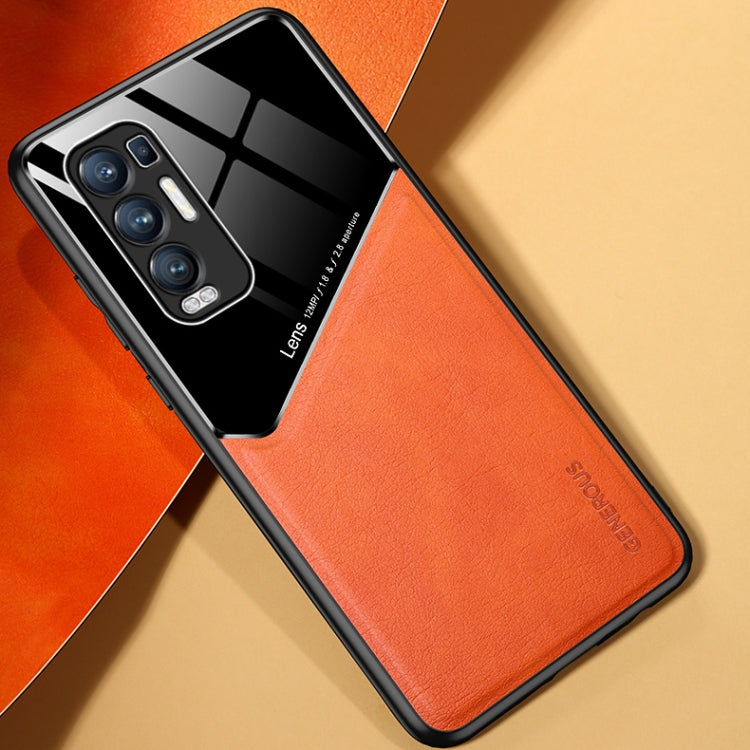 For OPPO Reno5 Pro Plus All-inclusive Leather + Organic Glass Protective Case with Metal Iron Sheet