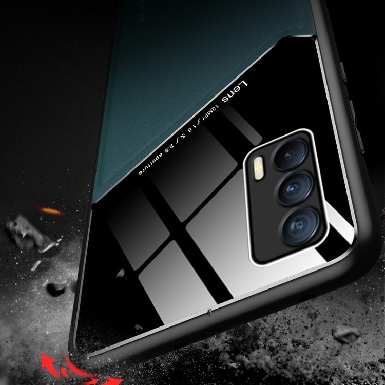 For OPPO Realme V15 All-inclusive Leather + Organic Glass Protective Case with Metal Iron Sheet