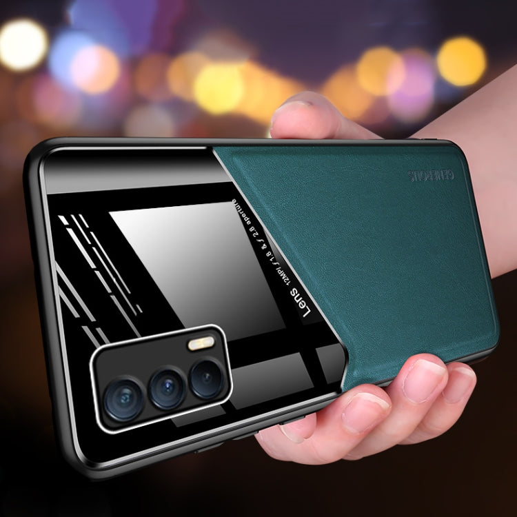 For OPPO Realme V15 All-inclusive Leather + Organic Glass Protective Case with Metal Iron Sheet