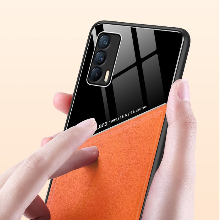 For OPPO Realme V15 All-inclusive Leather + Organic Glass Protective Case with Metal Iron Sheet