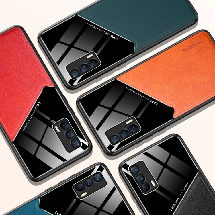 For OPPO Realme V15 All-inclusive Leather + Organic Glass Protective Case with Metal Iron Sheet