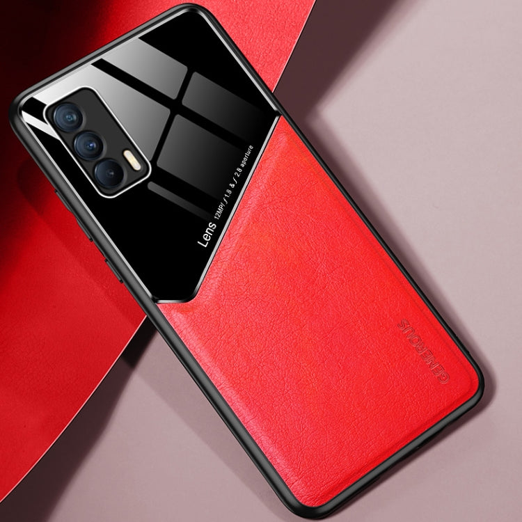For OPPO Realme V15 All-inclusive Leather + Organic Glass Protective Case with Metal Iron Sheet