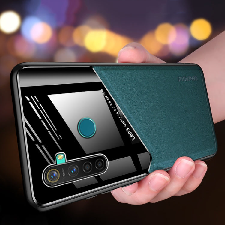 For OPPO Realme 5 All-inclusive Leather + Organic Glass Protective Case with Metal Iron Sheet