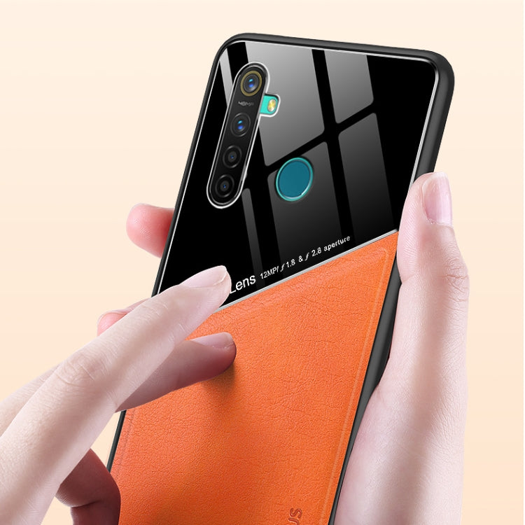 For OPPO Realme 5 All-inclusive Leather + Organic Glass Protective Case with Metal Iron Sheet