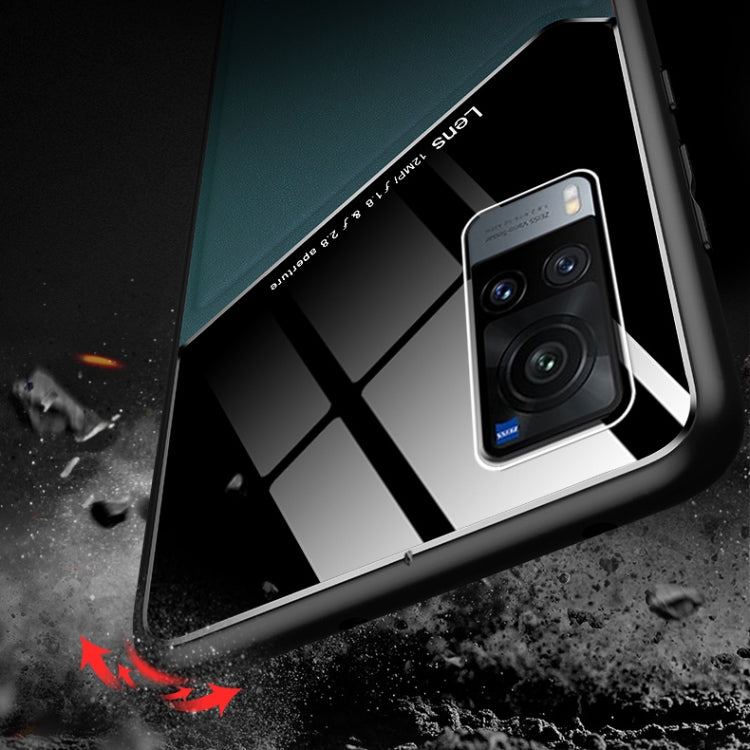 For vivo X60 All-inclusive Leather + Organic Glass Protective Case with Metal Iron Sheet