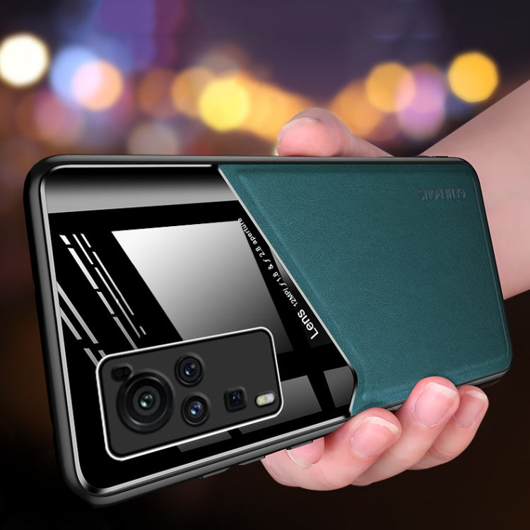 For vivo X60 Pro All-inclusive Leather + Organic Glass Protective Case with Metal Iron Sheet