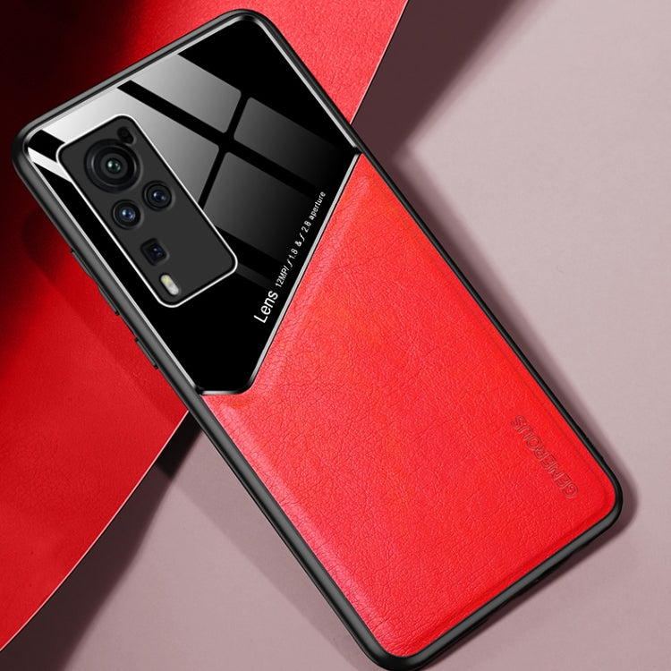 For vivo X60 Pro All-inclusive Leather + Organic Glass Protective Case with Metal Iron Sheet