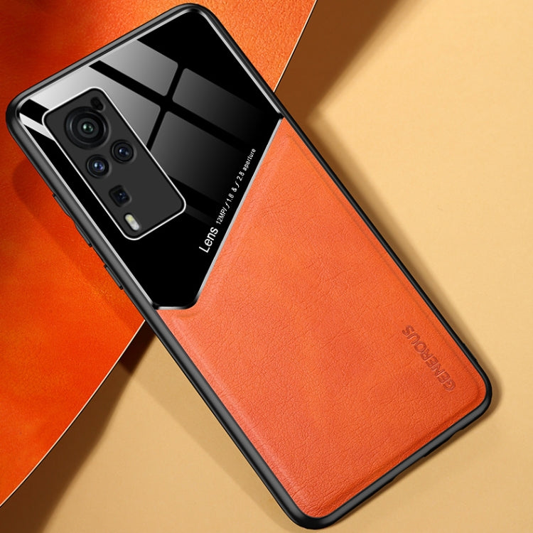 For vivo X60 Pro All-inclusive Leather + Organic Glass Protective Case with Metal Iron Sheet