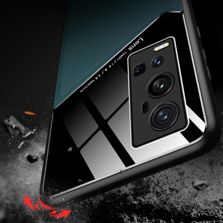 For vivo X60 Pro Plus All-inclusive Leather + Organic Glass Protective Case with Metal Iron Sheet