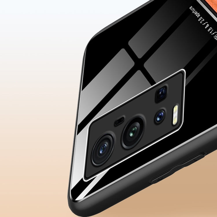 For vivo X60 Pro Plus All-inclusive Leather + Organic Glass Protective Case with Metal Iron Sheet