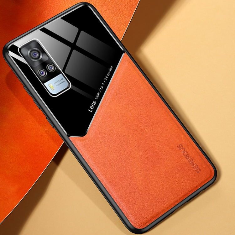 For vivo Y51 (2020 Indian Version) All-inclusive Leather + Organic Glass Protective Case with Metal Iron Sheet