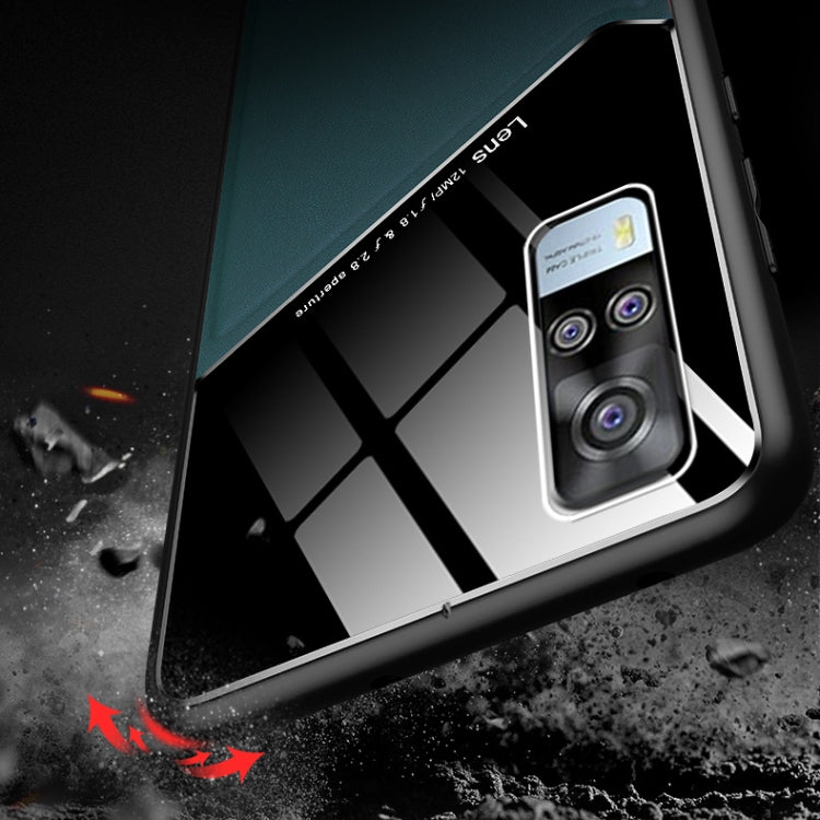 For vivo Y51 (2020 Indian Version) All-inclusive Leather + Organic Glass Protective Case with Metal Iron Sheet