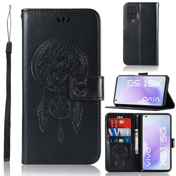 For vivo X51 5G Wind Chime Owl Embossing Pattern Horizontal Flip Leather Case with Holder & Card Slots & Wallet