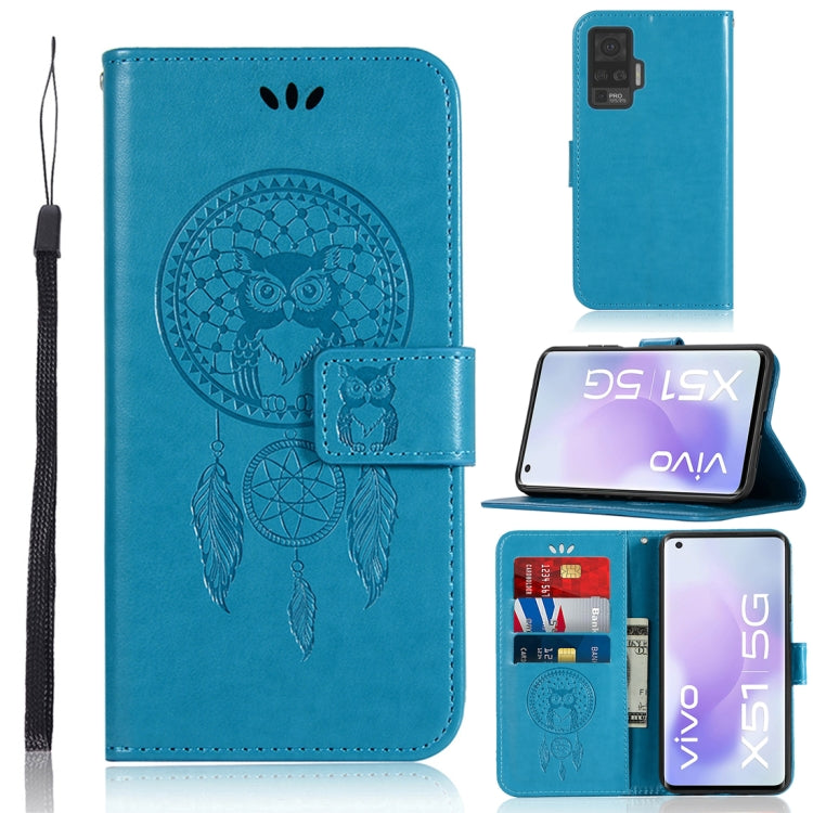 For vivo X51 5G Wind Chime Owl Embossing Pattern Horizontal Flip Leather Case with Holder & Card Slots & Wallet