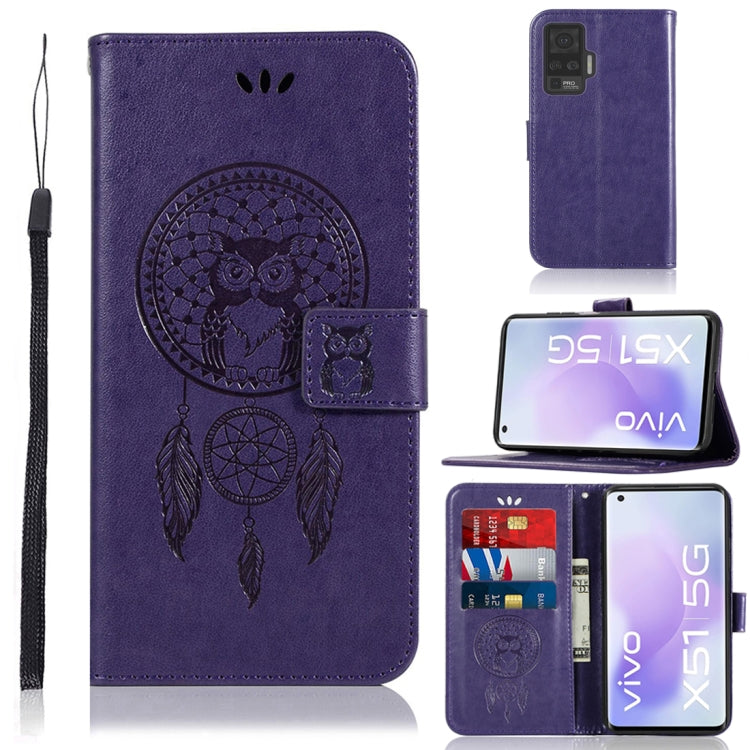 For vivo X51 5G Wind Chime Owl Embossing Pattern Horizontal Flip Leather Case with Holder & Card Slots & Wallet