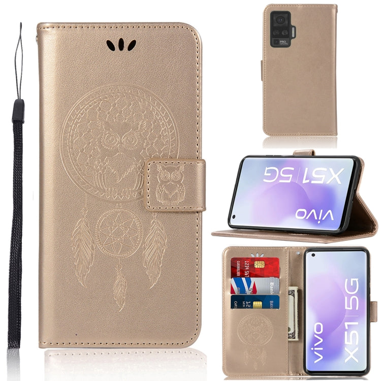 For vivo X51 5G Wind Chime Owl Embossing Pattern Horizontal Flip Leather Case with Holder & Card Slots & Wallet
