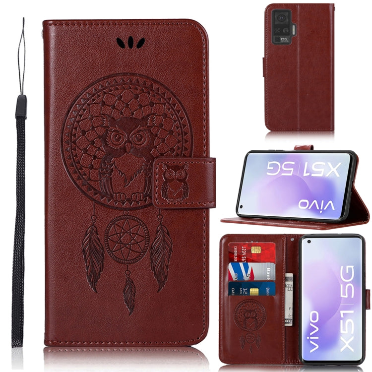 For vivo X51 5G Wind Chime Owl Embossing Pattern Horizontal Flip Leather Case with Holder & Card Slots & Wallet