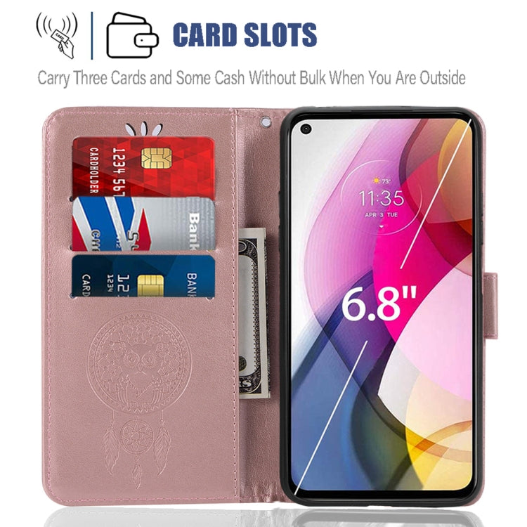 For Motorola Moto G Stylus (2021) Wind Chime Owl Embossing Pattern Horizontal Flip Leather Case with Holder & Card Slots & Wallet
