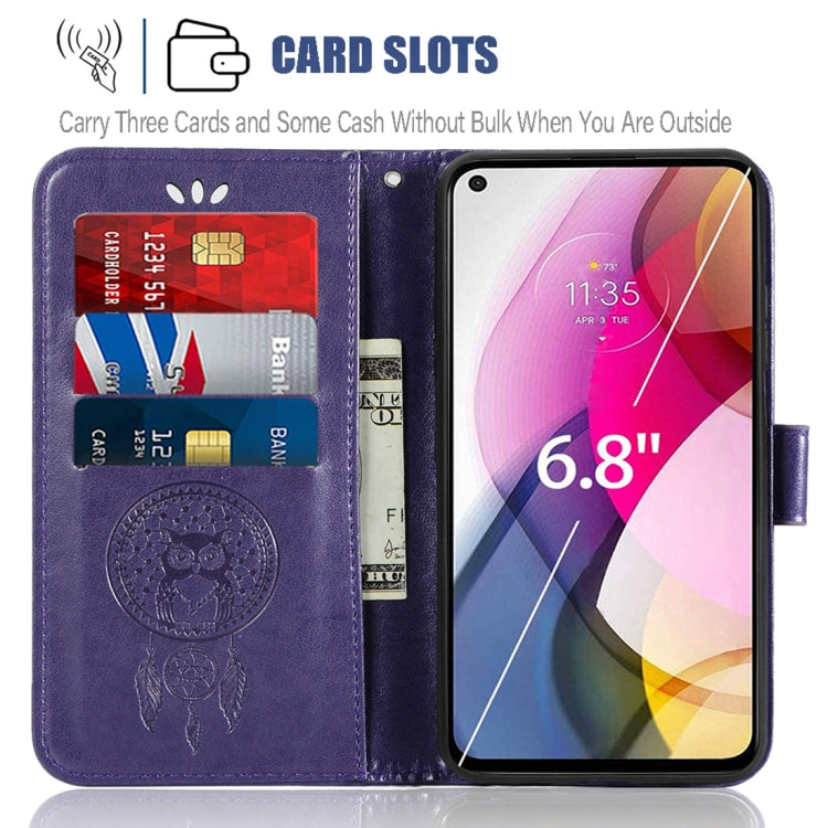 For Motorola Moto G Stylus (2021) Wind Chime Owl Embossing Pattern Horizontal Flip Leather Case with Holder & Card Slots & Wallet