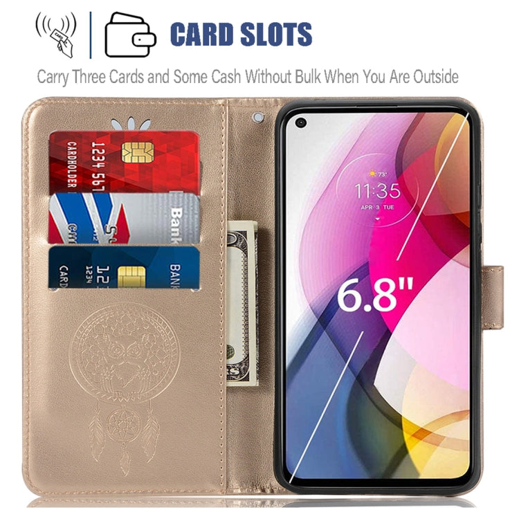 For Motorola Moto G Stylus (2021) Wind Chime Owl Embossing Pattern Horizontal Flip Leather Case with Holder & Card Slots & Wallet