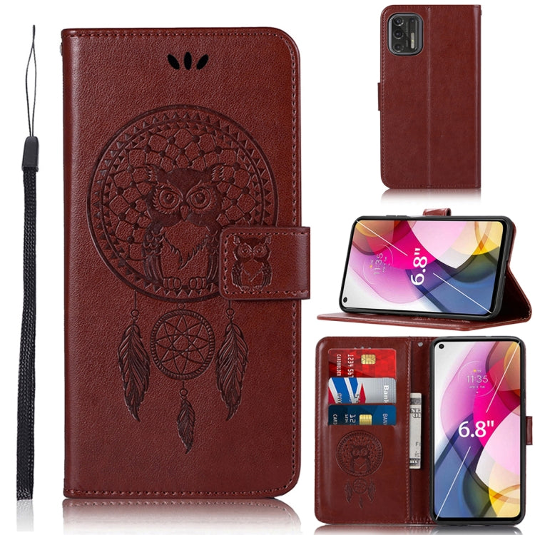 For Motorola Moto G Stylus (2021) Wind Chime Owl Embossing Pattern Horizontal Flip Leather Case with Holder & Card Slots & Wallet