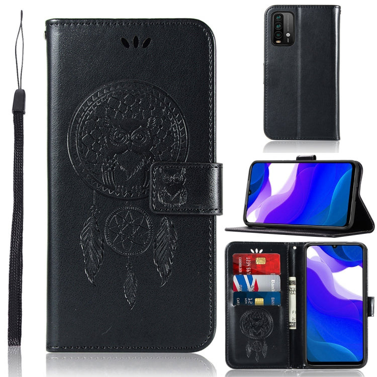 For Xiaomi Redmi Note 9 4G Wind Chime Owl Embossing Pattern Horizontal Flip Leather Case with Holder & Card Slots & Wallet