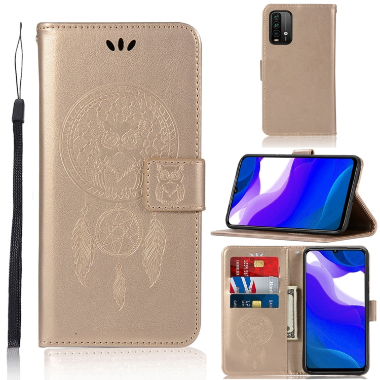 For Xiaomi Redmi Note 9 4G Wind Chime Owl Embossing Pattern Horizontal Flip Leather Case with Holder & Card Slots & Wallet