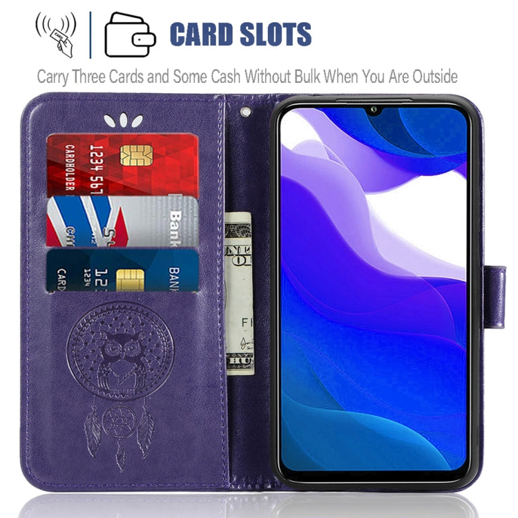For Xiaomi Redmi Note 9 4G Wind Chime Owl Embossing Pattern Horizontal Flip Leather Case with Holder & Card Slots & Wallet
