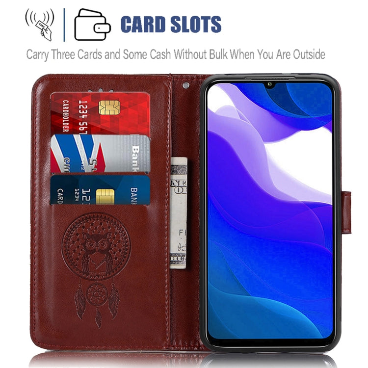 For Xiaomi Redmi Note 9 4G Wind Chime Owl Embossing Pattern Horizontal Flip Leather Case with Holder & Card Slots & Wallet