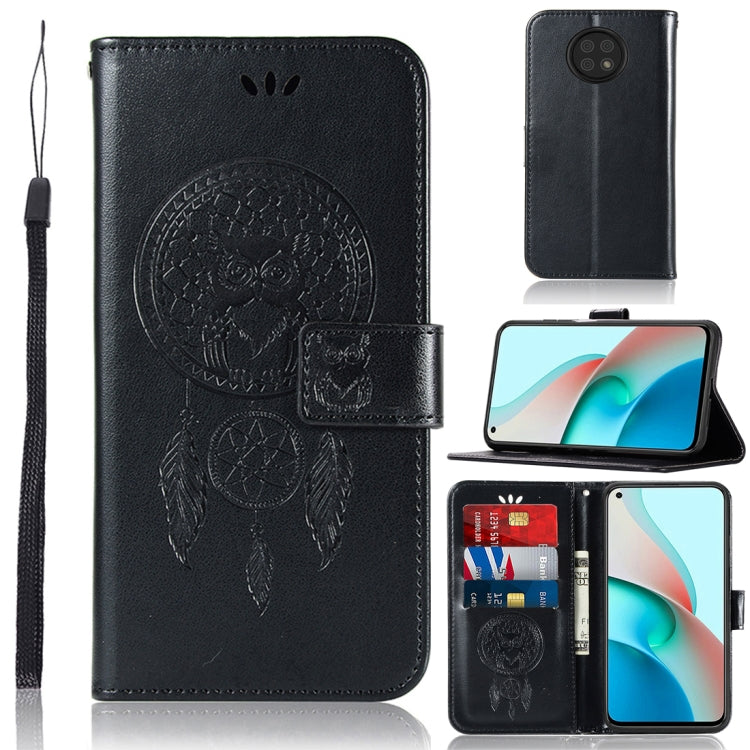 For Xiaomi Redmi Note 9 5G Wind Chime Owl Embossing Pattern Horizontal Flip Leather Case with Holder & Card Slots & Wallet