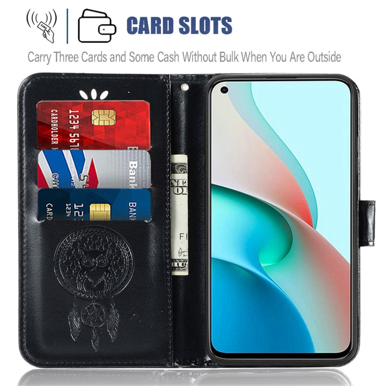 For Xiaomi Redmi Note 9 5G Wind Chime Owl Embossing Pattern Horizontal Flip Leather Case with Holder & Card Slots & Wallet