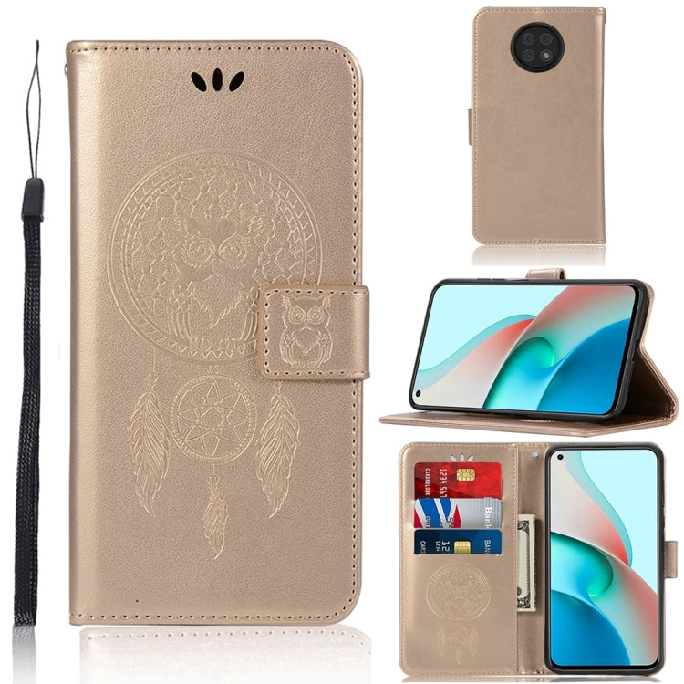 For Xiaomi Redmi Note 9 5G Wind Chime Owl Embossing Pattern Horizontal Flip Leather Case with Holder & Card Slots & Wallet