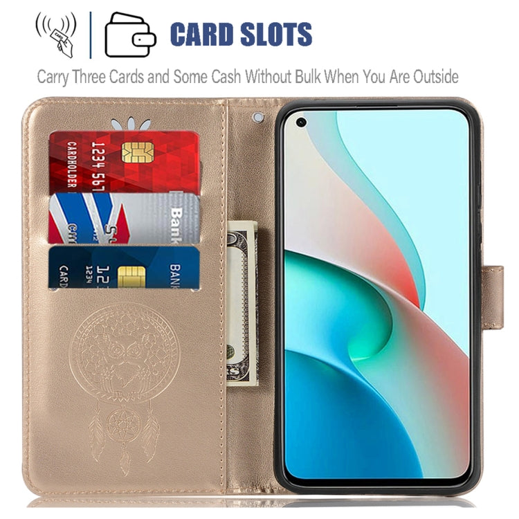 For Xiaomi Redmi Note 9 5G Wind Chime Owl Embossing Pattern Horizontal Flip Leather Case with Holder & Card Slots & Wallet