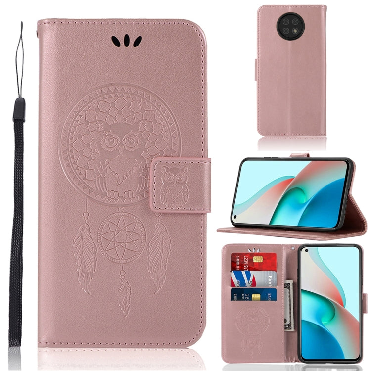 For Xiaomi Redmi Note 9 5G Wind Chime Owl Embossing Pattern Horizontal Flip Leather Case with Holder & Card Slots & Wallet
